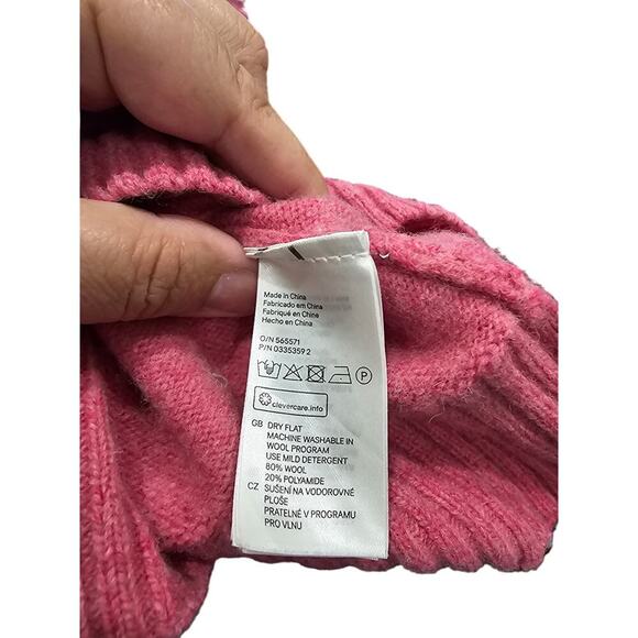 H & M Label of Graded Goods Sweater Bubblegum Pink Crew Neck Pullover - Picture 6 of 7